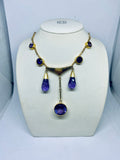 Collier Gelbgold 750 mit Amethysten und Tropfenpendel