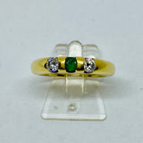 Damenring 750 Gelbgold mit Brillanten und Smaragd