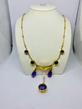 Collier Gelbgold 750 mit Amethysten und Tropfenpendel