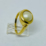 Damen Ring 585 Gold mit halber Zuchtperle