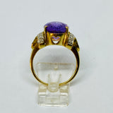 Damenring 416 Gold USA mit Amethyst und Diamanten