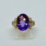 Damenring 416 Gold USA mit Amethyst und Diamanten