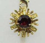 Blume mit Granat Anhänger Gold 750