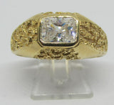 Herrenring Gold 416 mit viereckigen Mineralstein "Weiß"