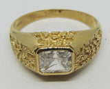 Herrenring Gold 416 mit viereckigen Mineralstein "Weiß"