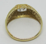 Herrenring Gold 416 mit viereckigen Mineralstein "Weiß"