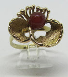 Vintage Damenring Gold 333 - Blüte mit Karneolkugel