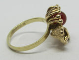 Vintage Damenring Gold 333 - Blüte mit Karneolkugel