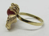 Vintage Damenring Gold 333 - Blüte mit Karneolkugel