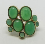 Damenring Gold 375 mit Chrysopas Cabochons "gras-grün"