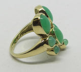 Damenring Gold 375 mit Chrysopas Cabochons "gras-grün"