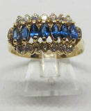 Damenring Gold 750 mit blauen/weißen Mineralstein