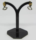 Ohrstecker mit 2 x Navette (Perlmutt und Peridot) besetzt  - Bicolor Weißgold/Gold 333