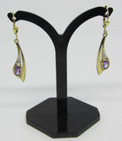Ohrstecker mit Pendel besetzt mit Amethyst und Diamanten - Gold 333