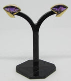 Ohrsteckclips mit Amethyst-Navette - Gold 585