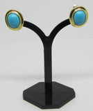 Ohrsteckclips mit ovalen Türkis Cabochon - Gold 585
