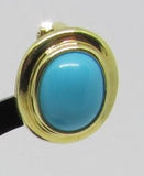 Ohrsteckclips mit ovalen Türkis Cabochon - Gold 585