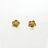 Ohrstecker "Blume" mit türkisfarbenem Stein Gold 916