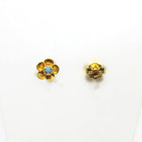 Ohrstecker "Blume" mit türkisfarbenem Stein Gold 916