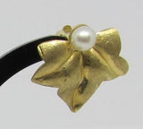 Ohrsteckclips mit Elfenblatt und Zuchtperle  - Gold 585