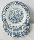 6 x Kuchenteller blau 20cm - Steingut/Keramik -  -Myotts - Country like - England