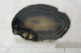 Achatedelsteinplatte schwatz gelb gebändert- oval - ca. 24cm x 16cm x 7mm - 488gr