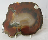 Achatedelsteinplatte braun geld weiß grün - oval - ca. 18cm x 20cm x 9mm - 600gr