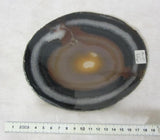 Achatedelsteinplatte weiß graublau gelb - oval - ca. 19cm x 16cm x 6mm - 375gr