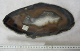 Achatedelsteinplatte braun weiß klar  - oval - ca. 31cm x 16cm x 6mm - 565gr