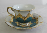 Tasse/Untertasse Meissen - Golddekor/Russisch Grün 1. Wahl