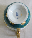 Tasse/Untertasse Meissen - Golddekor/Russisch Grün 1. Wahl