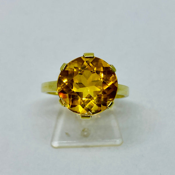 Damen Ring 585 Gelbgold mit gelben Citrin