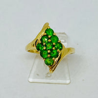 Damenring Gold 585 mit leuchtend grünem Chromdioposid