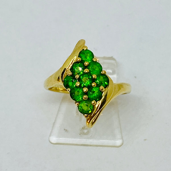 Damenring Gold 585 mit leuchtend grünem Chromdioposid