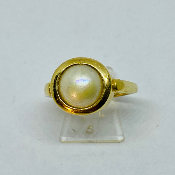 Damen Ring 585 Gold mit halber Zuchtperle