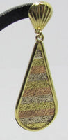 Ohrstecker mit flachem tropfenförmigen Tricolor Pendel Gold 585