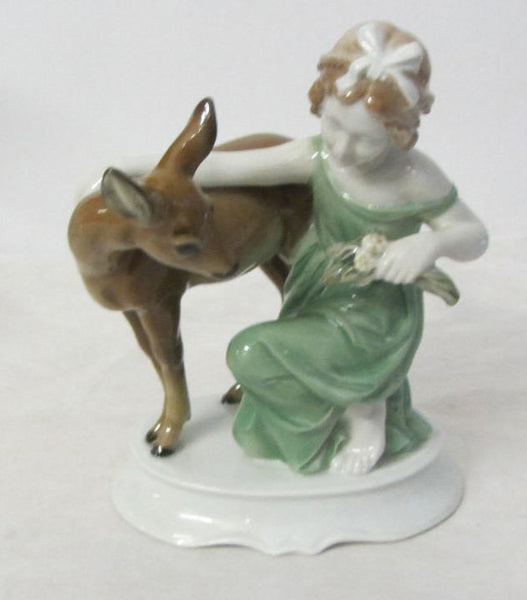 Mädchen mit Rehkitz Porzellanfigur farbig Rosenthal - 1. Wahl - Original um 1930