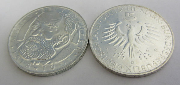 Münze - 625 Silber - Bundesrepublik Deutschland 1968 D 5 DM Pettenkofer - Gedenkmünze  - vorzüglich