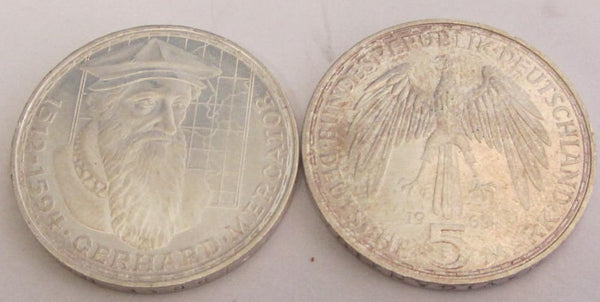 Münze - 625 Silber - Bundesrepublik Deutschland 1968 F 5 DM 375. Todestag Gerhard Mercator J - Gedenkmünze  - vorzüglich