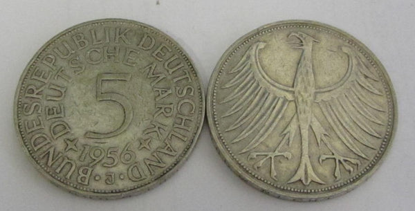 Münze - 625 Silber - Bundesrepublik Deutschland 1956 J/D/F/G 5 DM - Heiermann