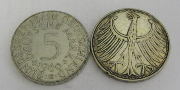 Münze - 625 Silber - Bundesrepublik Deutschland 1960 J/D/F/G 5 DM - Heiermann