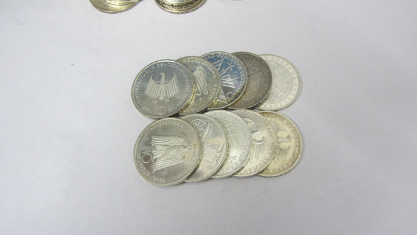 10 Münzen als Wertanlage - 625 Silber - Bundesrepublik Deutschland 1972-1997 unsortiert - 10 DM
